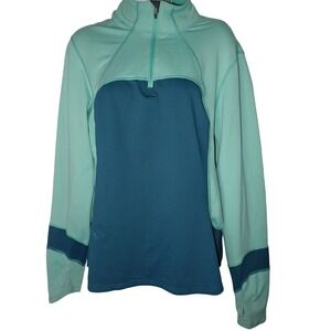 Hind Womens 1/4 Zip Long Sleeve Pullover Teal Mint Green Drylete XL Running